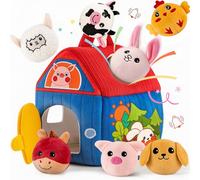 SAIMAND Jouets Bébé 6-12 Mois, Jouet Sensoriel Grange Ferme Originale | Jouet Montessori avec Animaux en Peluche, Hochets, Papier Bruissant & Miroir, Cadeau de Naissance, Anniversaire, Pâques Noël