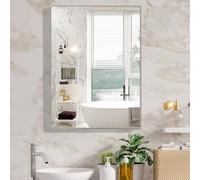 Saimeihome Armoire de salle de bain avec miroir, 41 x 13 x 56 cm, avec miroir, cadre en aluminium, blanc, à monter ou à suspendre