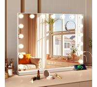 Saimeihome Hollywood Miroir de maquillage avec éclairage 17 LED, 3 couleurs de lumière et luminosité à intensité variable, 60 x 50 cm, contrôle tactile, pour table et mur