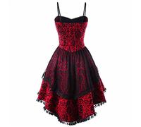 Saingace Deguisement Halloween Sorciere Femme Robe Rouge Sexy Femme DéGuisement Halloween Pour Femme Jupe Moyen Age Robe Cosplay Halloween DéGuisement+ +Addams Robes Annee 50