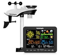 Sainlogic 5-in-1 Station Météo Intérieur Extérieur Sans Fil, Stations Météo et Baromètres, Anémomètre, Thermomètre Intérieur, Pluviomètre, Prévisions Météorologiques, Phase Lunaire, Jardin