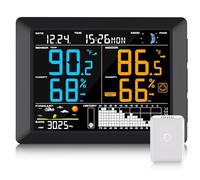 Sainlogic Station Météo Intérieur Extérieur Sans Fil, Grand Écran de 8,5", Stations Météo et Baromètres, Thermomètre Intérieur Extérieur, Hygromètre, Prévision Météorologique et Alarme (Sans WiFi)