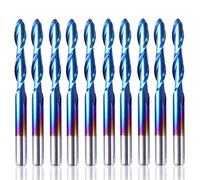 SainSmart Genmitsu Lot de 10 fraises à tête sphérique CNC à gaine nano bleue Tige 1/8" Spirale Upcut 2 Flûte traversière Jeu de fraises à queue