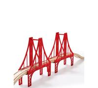 SainSmart Jr. Ensemble de Trains en Bois, Double Pont Suspendu, Compatible avec Brio, Thomas, Melissa et Doug