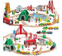 SainSmart Jr. Lot de 112 Trains en Bois pour Tout-Petits - Voies de Train Double Face, compatibles avec Brio, Thomas, Melissa & Doug - Jouet en Bois Parfait pour garçons et Filles