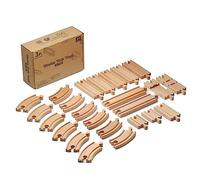 SainSmart Jr. Lot de 24 rails de chemin de fer en bois - Extension de rail compatible avec toutes les marques courantes - Jouet de chemin de fer pour tout-petits - Kit de train pour garçons à partir
