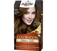 Schwarzkopf Palette, Coloration Permanente Cheveux, Crème Soin, Couvre 100 Pour cent des Cheveux Blancs, Tenue 8 semaines, Chatain Clair Dore 655, 1 Unité