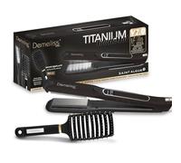 Saint Algue Demeliss Lisseur Vapeur TITANIUM V2.0 Black Mat - Plaques Titane Flottantes - 5 Températures - Lissage Brillant, Sans Frisottis - Coffret Brosse Démêlante, Pochette Thermorésistante