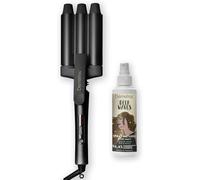 Saint Algue - Waves Black, Fer À Onduler + Spray Texturisant Deep Waves, Boucleur Effet Wavy, Styler Complet, Revêtement Céramique Et Tourmaline, Noir Mat