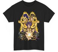 Saint Anime Seiya Shirt for Men's Graphic Tees Classic Crew Neck Short Sleeve Unisex Tops Black Manches Courtes(Large)