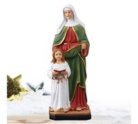 Saint Anne Figurine - Statue en résine, œuvres d'art spirituelles | Collectible religieuse vintage représentant le saint catholique avec Marie, ornement sacré décoratif pour le salon, coin de prière d