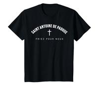 Saint Antoine de Padoue Patron Chrétien Catholique T-Shirt, Enfant, Noir, 6 Ans