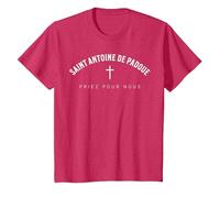 Saint Antoine de Padoue Patron Chrétien Catholique T-Shirt, Enfant, Rouge Chiné, 8 Ans