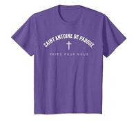 Saint Antoine de Padoue Patron Chrétien Catholique T-Shirt, Enfant, Violet Chiné, 12 Ans