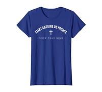 Saint Antoine de Padoue Patron Chrétien Catholique T-Shirt, Femme, Bleu Royal, M