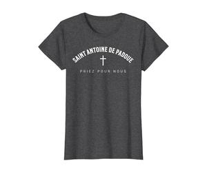 Saint Antoine de Padoue Patron Chrétien Catholique T-Shirt, Femme, Chiné Foncé, L
