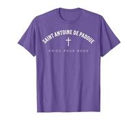 Saint Antoine de Padoue Patron Chrétien Catholique T-Shirt, Homme, Violet Chiné, S