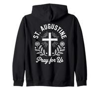 Saint Augustin Pray for Us Catholic Saint Floral Sweat à Capuche