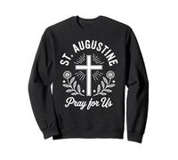 Saint Augustin Pray for Us Catholic Saint Floral Sweatshirt