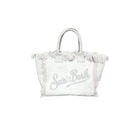 Saint Barth MC2 Sac Colette en toile blanche avec logo en strass Dimensions : 30 x 22 x 15 cm