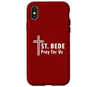 Saint Bède Pray for Us Croix de Saint catholique Coque pour iPhone X/XS