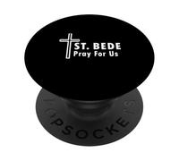Saint Bède Pray for Us Croix de Saint catholique PopSockets PopGrip Adhésif