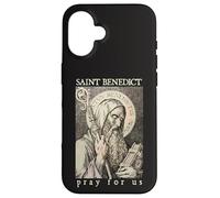 Saint Benoît de Nursie Priez pour Nous Dévotion Catholique Coque pour iPhone 16