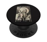 Saint Benoît de Nursie Priez pour Nous Dévotion Catholique PopSockets PopGrip Adhésif