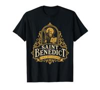 Saint Benoît Ora et Labora Traditionnel Catholique Saint T-Shirt Graphique avec Valeur