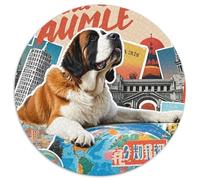 Saint-Bernard 1000 Pièces Puzzle Rond Classiques Chien Éduchatif Défi Jouets Cadeau Unique pour Adultes Et Enfants Saint-Bernard