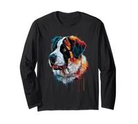 Saint Bernard Aquarelle colorée Motif éclaboussures Manche Longue