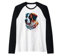 Saint Bernard Aquarelle colorée Motif éclaboussures Manche Raglan