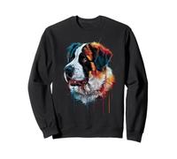 Saint Bernard Aquarelle colorée Motif éclaboussures Sweatshirt