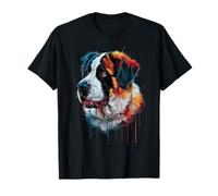 Saint Bernard Aquarelle colorée Motif éclaboussures T-Shirt