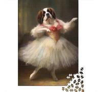 Saint Bernard Ballerina, Puzzle Classique 1000 Pièces, 38x26cm/1000pcs | Comme idée cadeau de Noël : ce puzzle 1000 pièces adulte offre une activité plus longue pendant les fêtes.