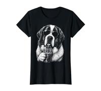 Saint Bernard Boire du café glacé Funny Dog Lover T-Shirt Graphique avec Valeur