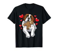 Saint Bernard Chien Avec Des Coeurs Pour Les Fans De Chiens T-Shirt