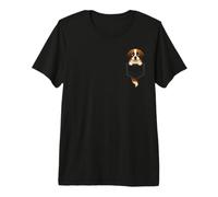 Saint Bernard Chiot Mignon Poche Dessin Animé Chien Art T-Shirt Haut de Gamme