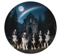 Saint-Bernard Circulaire Puzzle Convient pour Adultes Et Enfants 1000 Pièces, Pets Mignons Fun Défiant Décoration Maison Unique (67.5x67.5cm)