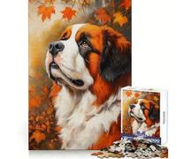 Saint-Bernard d'automne Puzzles pour Adultes 1000 pièces Sharp Mind Mindful Leisure Firm Fit Joyeux Noël (38x52cm)