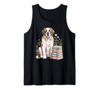Saint Bernard Dog Bookworm Flowers Book Reading Books Débardeur