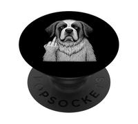 Saint Bernard Doigt Majeur Sarcastique Amoureux des Chiens PopSockets PopGrip Adhésif
