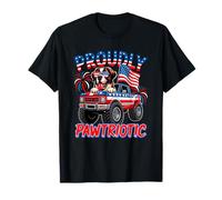 Saint Bernard fièrement patriote le 4 juillet sur un Monster Truck T-Shirt