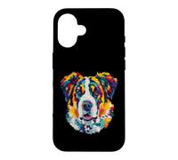 Saint Bernard Géométrique Pop Art Gros Plan Portrait Chiot Face Coque pour iPhone 16