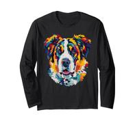 Saint Bernard Géométrique Pop Art Gros Plan Portrait Chiot Face Manche Longue
