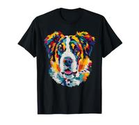 Saint Bernard Géométrique Pop Art Gros Plan Portrait Chiot Face T-Shirt