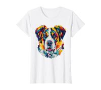 Saint Bernard Géométrique Pop Art Gros Plan Portrait Chiot Face T-Shirt Graphique avec Valeur
