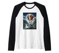 Saint Bernard Hurlant Moon Meme Funny Dog Lover Manche Raglan