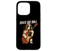 Saint Bernard Jouant de la Guitare Rock and Roll Amoureux des Chiens Coque pour iPhone 15 Pro Max