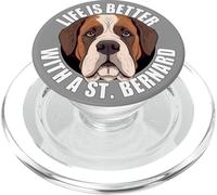 Saint Bernard Lover Life is Better with St Bernard Dog PopSockets PopGrip pour MagSafe